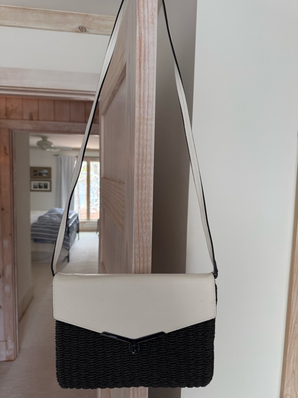 BOTKIER White and Black Crossbody Shoulder Bag